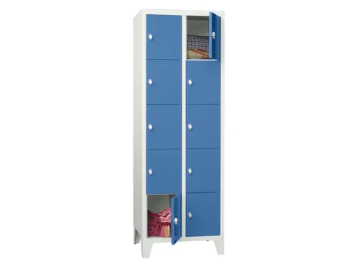 lockerkast,HxBxD 1850x600x500mm,2x5vakken,RAL7035,front RAL5012