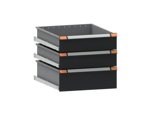 laden-onderbouw,v. werkbank,3lade(n),staal,RAL7016