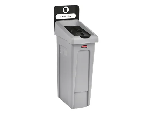 Deksel Rubbermaid Slim Jim Recyclestation gesloten zwart