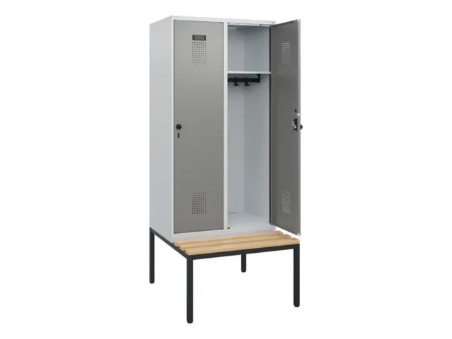 locker met bank,HxBxD 1950x800x815mm,2vak,vak B 400mm,draaigrendel