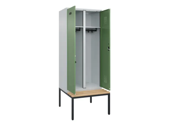 locker met bank,voor scheiding van kleding,HxBxD 2120x800x815mm,2vak