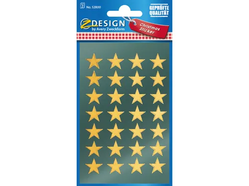 etiket Z-design Christmas pakje a 2 vel gouden sterren