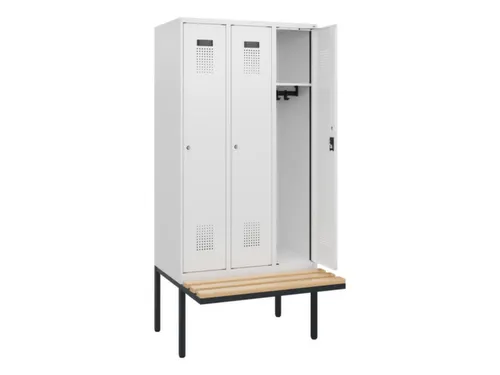 locker met bank,HxBxD 1950x900x815mm,3vak,vak B 300mm,cilinderslot