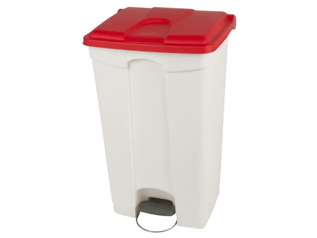 pedaalemmer,1x90l,HxBxD 820x500x412mm,romp PP wit,deksel PP rood