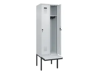 locker met bank,HxBxD 2120x600x815mm,2vak,vak B 300mm,draaigrendel - 1