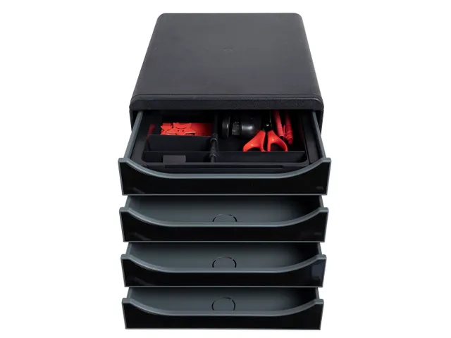 Module de classement Big Box 4 tiroirs Glossy - Noir brillant