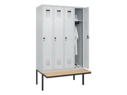 locker met bank,HxBxD 2120x1200x815mm,4vak,vak B 300mm,draaigrendel
