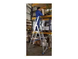 verrijdbare treden-platformladder eenzijdig 9treden stand H 2 1m