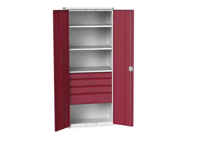 universele kast,HxBxD 2000x800x550mm,3xStalen bodem,4lade(n)