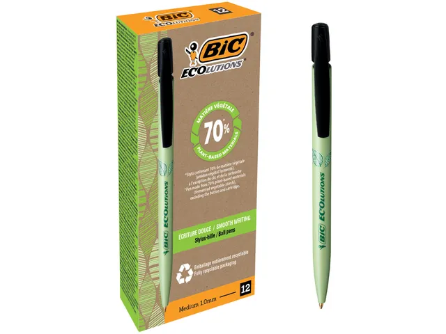Balpen Bic Ecolutions media clic bio-based medium zwart