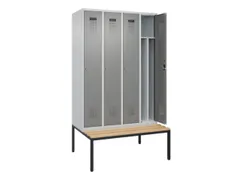locker met bank,voor scheiding van kleding,HxBxD 2120x1200x815mm,4vak