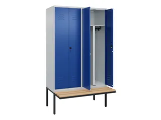 PBM-locker met bank,HxBxD 2120x1200x815mm,4vak,vak B 300mm,cil.-slot - 2