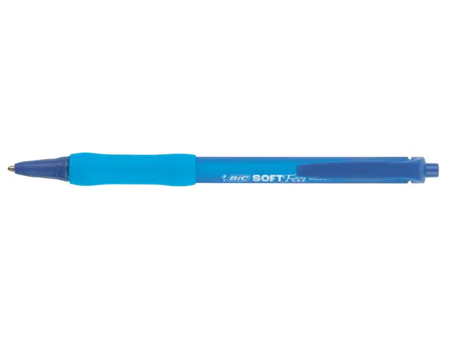 Balpen Bic soft feel clic Grip blauw medium blister à 15 stuks