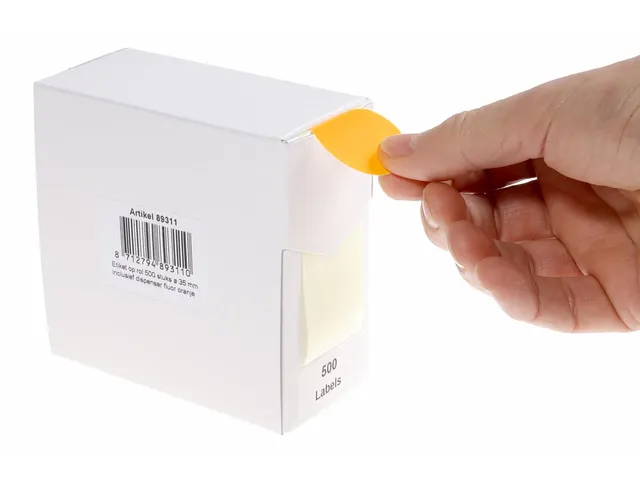 Ronde Etiketten, Diameter 35 Mm, Rol Van 500 Stuks, Fluo Oranje