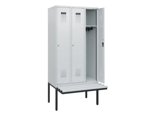 locker met bank,HxBxD 1950x900x815mm,3vak,vak B 300mm,cilinderslot