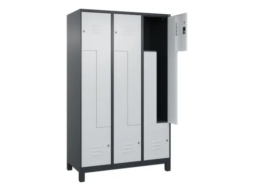 Z-garderobekast,HxBxD 1950x1200x500mm,vak B 200/400mm,cil.-slot,voeten