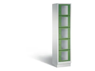 Lockerkast 1800x420x500mm 1x5 vakken Cilinderslot, Sokkel, RAL6011 - 2