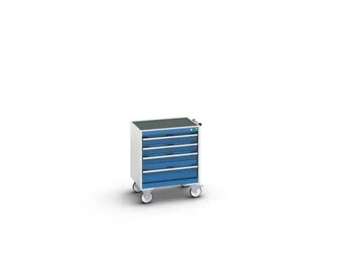 ladekast verrijdbaar 780x650x525mm 4laden romp RAL7035 front RAL5010