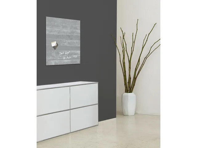 glasmagneetbord Sigel Artverum 48x48x1.5cm betondesign