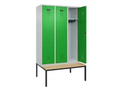 locker met bank,HxBxD 2120x1200x815mm,3vak,vak B 400mm,cilinderslot