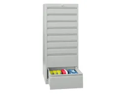 ladekast 1200x500x600mm 9laden cilinderslot RAL7035 front RAL7035