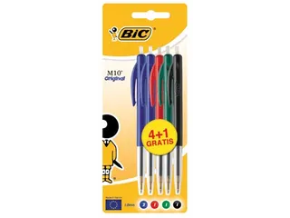 balpen M10 blister 4 + 1 gratis geassorteerde kleuren - 1