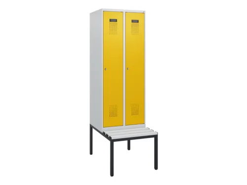 locker met bank,HxBxD 1950x600x815mm,2vak,vak B 300mm,cilinderslot