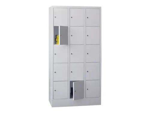 lockerkast,HxBxD 1850x900x500mm,3x5vakken,RAL7035,front RAL7035