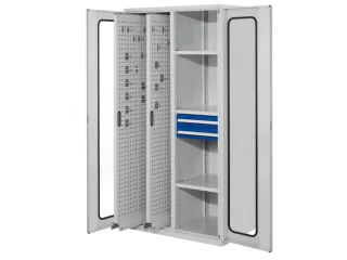 verticale kast,HxBxD 1950x1000x600mm,vensterdeur,RAL5010 - 1
