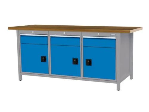 werkbank,HxBxD 860x2000x750mm,onderstel RAL7040,fronten RAL5012