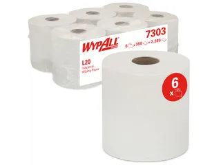 Poetsrol WypAll L20 2-laags 18,3cmx144m 380vel wit 7303 - 2