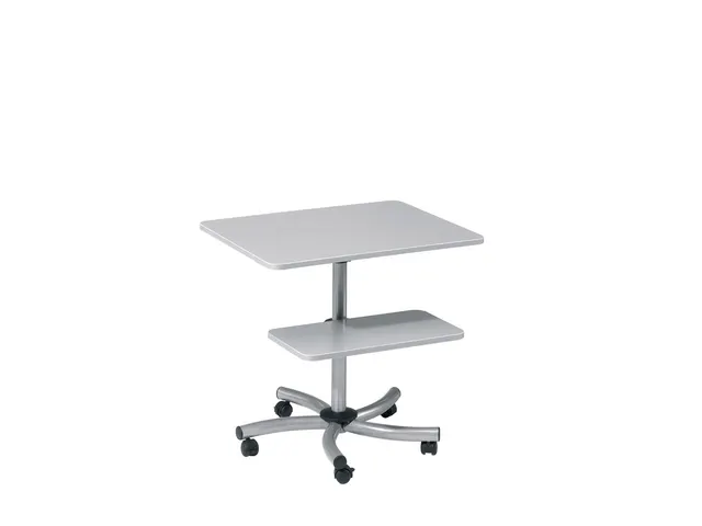 Table de travail mobile Rocada 2 plateaux réglables en mélamine gris