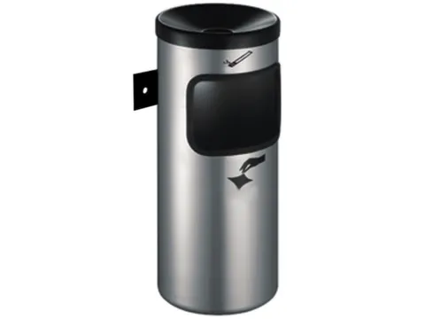 Veiligheidsafvalbak Met Asbak 410x180mm Wandmontage Nieuwzilver