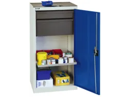 Gereedschapskast 1000x500x500mm 1legbord 2laden Ral7035 Front Ral5010