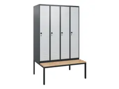 locker met bank,HxBxD 1950x1200x815mm,4vak,vak B 300mm,draaigrendel