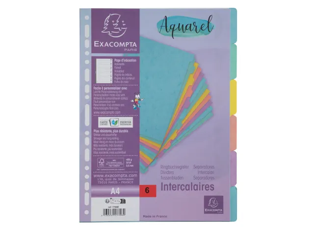 Tabbladen A4 6T glan skarton 400g AQUAREL