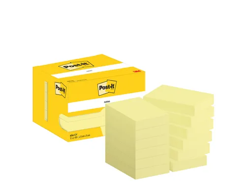 Memoblok Post-it 656 51x76mm canary yellow 12 stuks