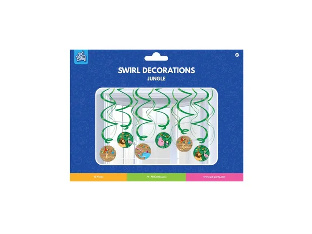 Jungle hangdecoratie 70cm Party Swirl 12 stuks