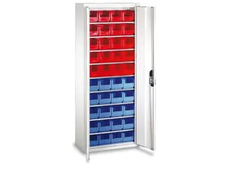 Stellingkast 1690x700x300mm 9 Legborden 40 Magazijnbakken Ral 7035 - 1