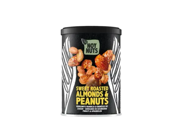 Pinda's NoyNuts gesuikerd en gebrand met amandelen blik 135 gram