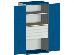 systeemkast 2000x1050x650mm 1 legbord 4 laden RAL7035, front RAL5010