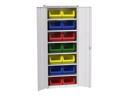 Systeemkast 2000x800x550mm 14bakken 6xlegbord RAL7035