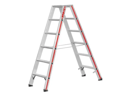 trapladder,beide zijden,2x6treden,Stand H 0,92m,balk L 1,53m,aluminium