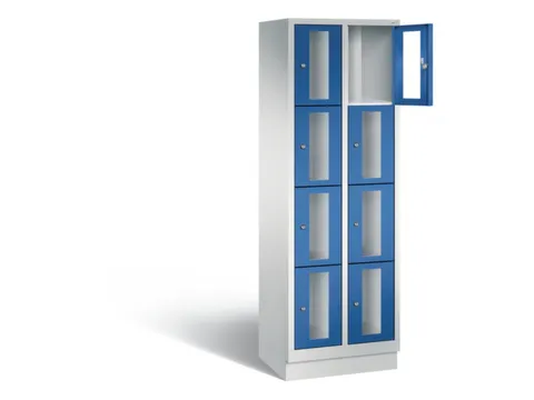 Lockerkast 1800x610x500mm 2x4 vakken Cilinderslot, Sokkel, RAL5010