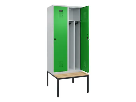 locker met bank,voor scheiding van kleding,HxBxD 2120x800x815mm,2vak