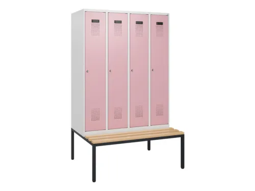 locker met bank,HxBxD 1950x1200x815mm,4vak,vak B 300mm,cilinderslot