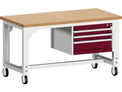 werkbank,verrijdbaar,HxBxD 840-1140x1500x750mm,beukenblad