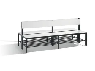 omkleedbank,HxLxD 796x2000x760mm,HPL wit,frame staal RAL7021,leuning - 1