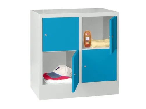 lockerkast,HxBxD 855x800x500mm,2x2vakken,RAL7035,front RAL5012