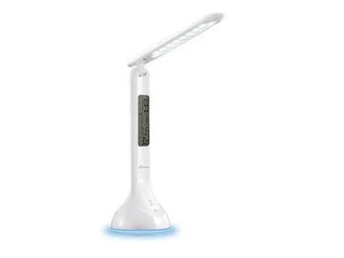 MROS502 Bureaulamp compact Wit met tijd, datum en temperatuur display